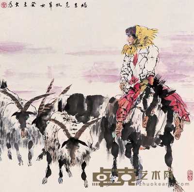刘大为 癸未（2003年）作 新疆风情 镜心 66.5×66.5cm